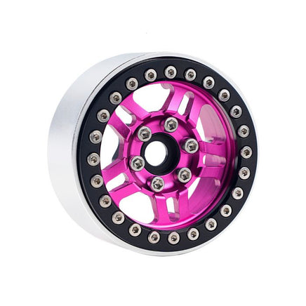 Power Hobby - B4 aluminum 1.9 Beadlock Wheels 9mm Hubs, Pink, for 1/10 Rock Crawler, 4pcs - Hobby Recreation Products