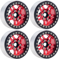 Power Hobby - B4 Aluminum 1.9 Beadlock Wheels 9mm Hubs, Red, for 1/10 Rock Crawler, 4pcs - Hobby Recreation Products