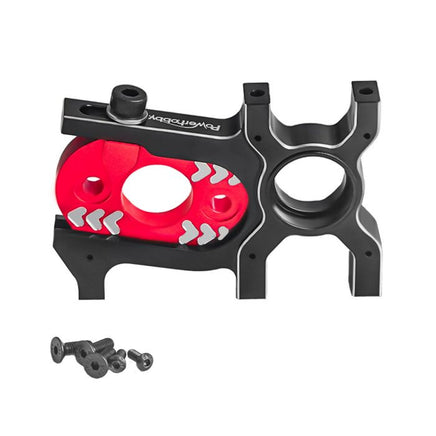 Power Hobby - Channel Lock Secure Motor Mount, Black with Red, for Arrma 6S - Hobby Recreation Products