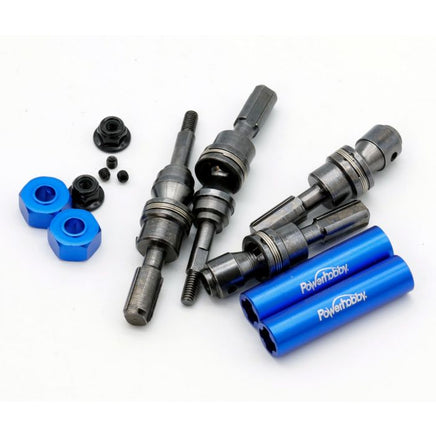 Power Hobby - Front Steel Driveshaft / CVD, Blue, fits Traxxas Slash 4x4, Stampede 4x4 - Hobby Recreation Products