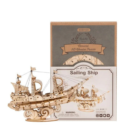 Robotime - Classic 3D Wood Puzzles; Sailing Ship - Hobby Recreation Products