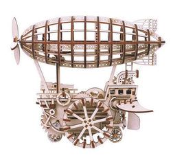 Robotime - Mechanical Wood Models; Airship Air Vehicle - with wind-up spring - Hobby Recreation Products