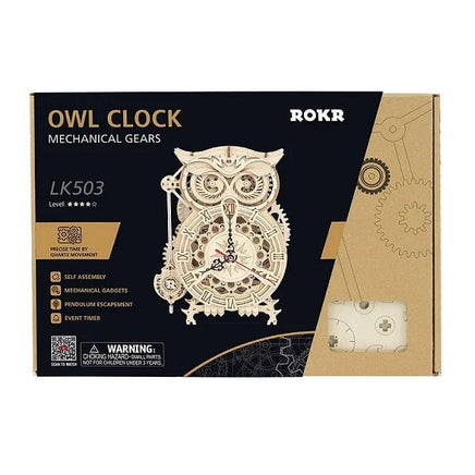 Robotime - Mechanical Wood Models; Owl Clock - Hobby Recreation Products