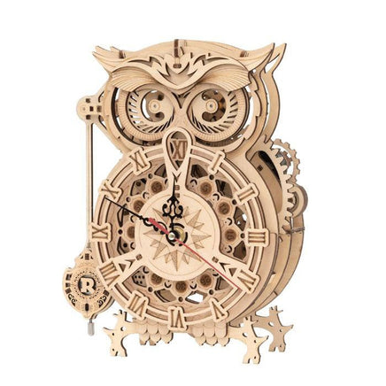 Robotime - Mechanical Wood Models; Owl Clock - Hobby Recreation Products