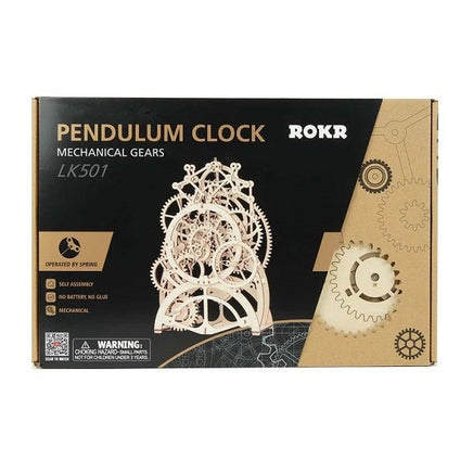 Robotime - Mechanical Wood Models; Pendulum Clock - with wind-up spring - Hobby Recreation Products