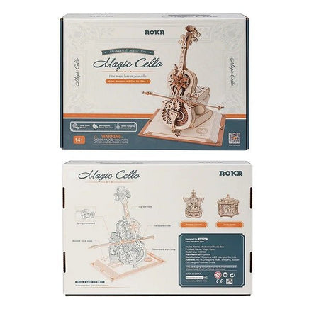 Robotime - ROKR Magic Cello Mechanical Music Box 3D Wooden Puzzle - Hobby Recreation Products