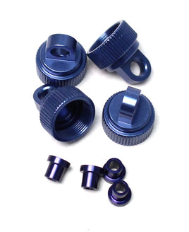 ST Racing Concepts - CNC Machined Aluminum Shock Caps (4 pcs w/Shock Bushings) for Traxxas 4Tec 2.0 (Blue) - Hobby Recreation Products