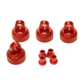 ST Racing Concepts - CNC Machined Aluminum Shock Caps (4 pcs w/Shock Bushings) for Traxxas 4Tec 2.0 (Red) - Hobby Recreation Products